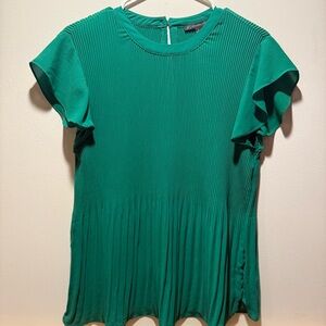 Adrianna Papell Green Pleated Blouse